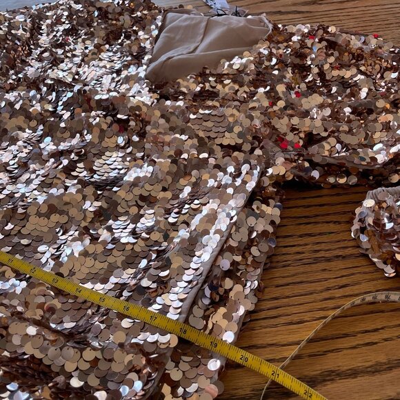 NWT ASOS Edition Womens Gold Sequin Midi Dress Wrap Style With Tie Waist SZ 6 - Picture 8 of 11